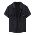 thumbnail image 1 of Summer Men's Heavy Design Corduroy Jacquard Short Sleeve Shirt - Christmas Pattern, Linen Fabric, Suitable for Daily/Work Wear, 1 of 3