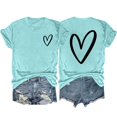 thumbnail image 1 of fatyb T-Shirts Cœur pour Femmes Manches Courtes Col Rond T-Shirt Graphique Été T-Shirts Décontractés Imprimés pour Femmes, 1 of 3