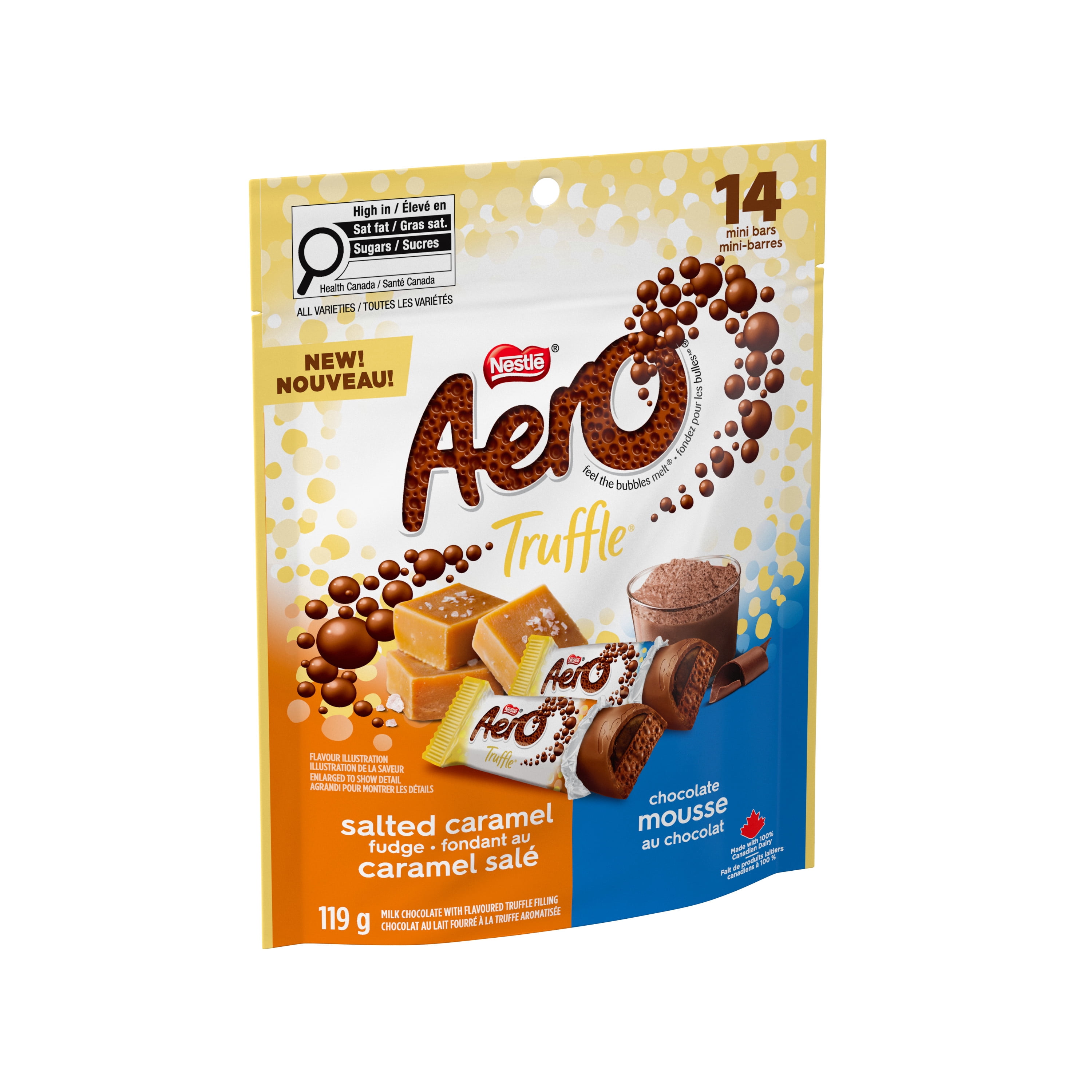 AERO Mini-barres Truffle saveurs Fondant au caramel salé et Mousse au chocolat