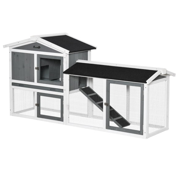 69"L Wooden Rabbit Hutch Pet Playpen Bunny House Enclosure with Run Box
