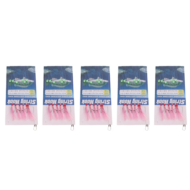 Fishing String Hooks, 6 Hooks Feather Bait String Hooks Carbon Steel High Fishing Rate For Freshwater 14