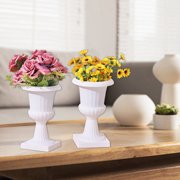 UsRHHA Plastic Flower Pot Split Half, 2 Pcs Glossy White Garden Planter for Imitation Flower Arrangement Home Decor, Decorative Plant Pots Indoor Outdoor