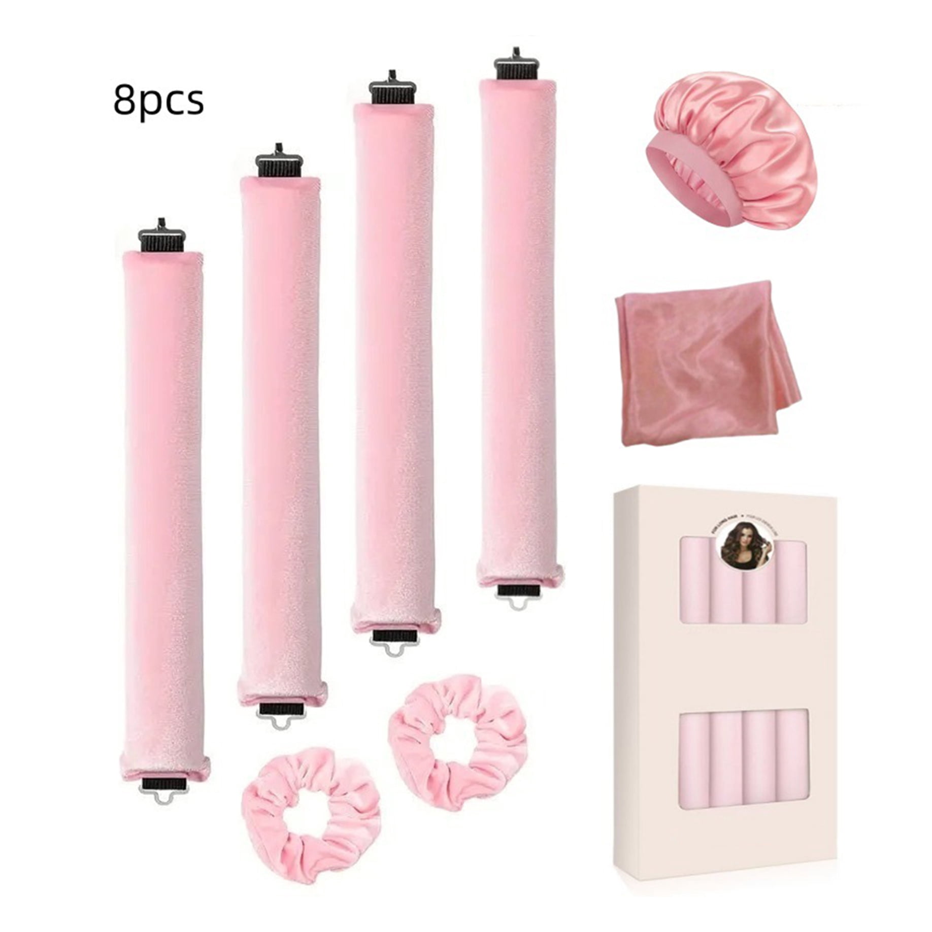 8pcs Heatless Hair Rollers, DIY Overnight Heatless Curls No Damage Hair Kit
