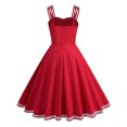 thumbnail image 4 of Robe Vintage Sans Manches Col en V Couleur Unie pour Femmes, 4 of 6