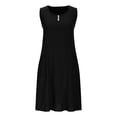 thumbnail image 4 of yoeyez Robes d'Été pour Femmes 2025 Tendance Coton Lin Grande Taille Robes Maxi Sans Manches Col Rond Robe Unie Noir,P, 4 of 6