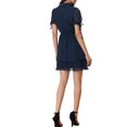 thumbnail image 3 of INSPIRE CHIC Women's Dress Peter Pan Collar Ruffle Cuff A-Line Layered Dress L Dark Blue, 3 of 6