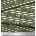 thumbnail image 3 of Soimoi Polyester Crepe Fabric Leaves & Floral Block Printed Fabric 1 Yard 52 Inch Wide, 3 of 3