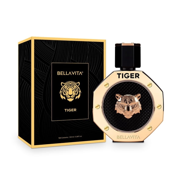 Bellavita Luxury Tiger Perfume For Men (3.38 Fl.Oz) | Amber Oud Patchouli Bergamot Lavender & Agarwood | Premium Lasting Men'S Fragrances | Eau De Parfum Gift For Men | Woody & Smooth Mens Purfume