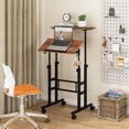 thumbnail image 2 of Giantex Mobile Standing Desk, Height Adjustable Sit to Stand Desk, Portable Laptop Desk, 2-Tier Computer Workstation for Home Office, Walnut, 2 of 9