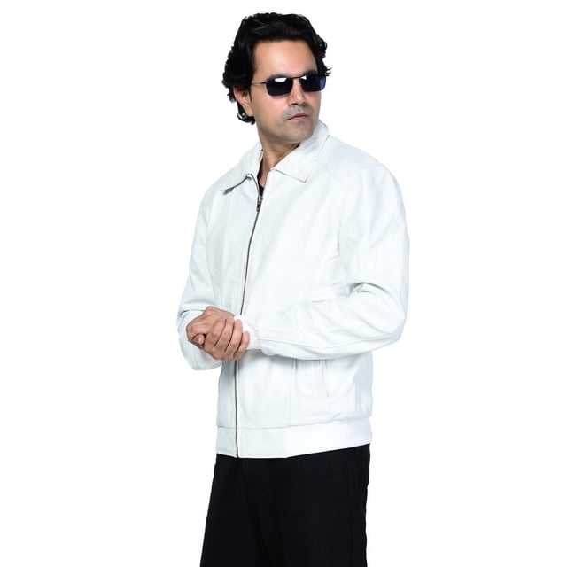 Veste en Cuir Blanche pour Homme