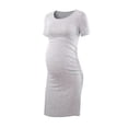 thumbnail image 1 of Pisexur Maternity Bodycon Dress Side Ruch Short & 3/4 Sleeve Dress for Baby Shower Daily (S-2XL), 1 of 3