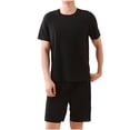 thumbnail image 2 of JDQJBZ Men's Breathable Sleep Set Short Sleeve Relaxed Fit Pajama Shorts Home Wear, 2 of 5