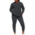 thumbnail image 1 of Timegard Ensembles 2 Pcs pour Femmes Col Ras du Cou Haut à Manches Longues Pantalon de Course Tenues d'Automne Confortables avec Poches, 1 of 6