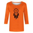 thumbnail image 4 of Dadaria T-Shirt Femme Orange Manches 3/4 Col Rond Grande Taille Attrape-Rêves Été Blouses 3TG, 4 of 4