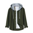 thumbnail image 1 of AherBiu Mens Long Sleeve Shirt Jacket Button down Drawstring Casual Hoodies Fall Winter Fashion Shackets, 1 of 6