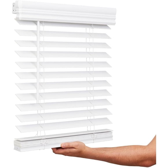 Lotus & Windoware Cordless, 2 Inch Faux Wood Blind, 46.5" Wide x 48" Long, Window Blinds, Blinds & Shades, Blinds for Indoor Windows, Smooth, Bright White - 46.5" x 48",Bright White