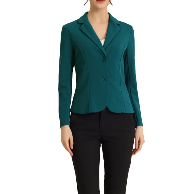 INSPIRE CHIC Blazer de Travail pour Femme Col à Revers Veste à Manches Longues Blazer de Complet Bleu Paon TP