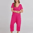 thumbnail image 2 of Birdeem Combinaisons pour Femmes Mode Femmes Combinaison Décontractée à Manches Courtes Combinaison Unie Combinaisons Pantalon à Jambe Grand avec Poche, 2 of 12