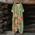 thumbnail image 4 of Elvqul Robes d'Été pour Femmes Robe Maxi avec Poche Manches 3/4 Asymétrique Bohemian Robe Débardeur Verte pour Femmes à Enfiler, 4 of 7
