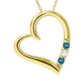 thumbnail image 1 of 3-Stone Heart Blue Topaz Pendant 14K Yellow Gold, 1 of 1