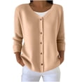 thumbnail image 3 of Feancey Plus Size Cardigans for Women Lightweight Long Sleeve Button Sweaters Thin Casual Open Front Cardigan Sweater Ribbed Knit Jackets Khaki 4XL, 3 of 6