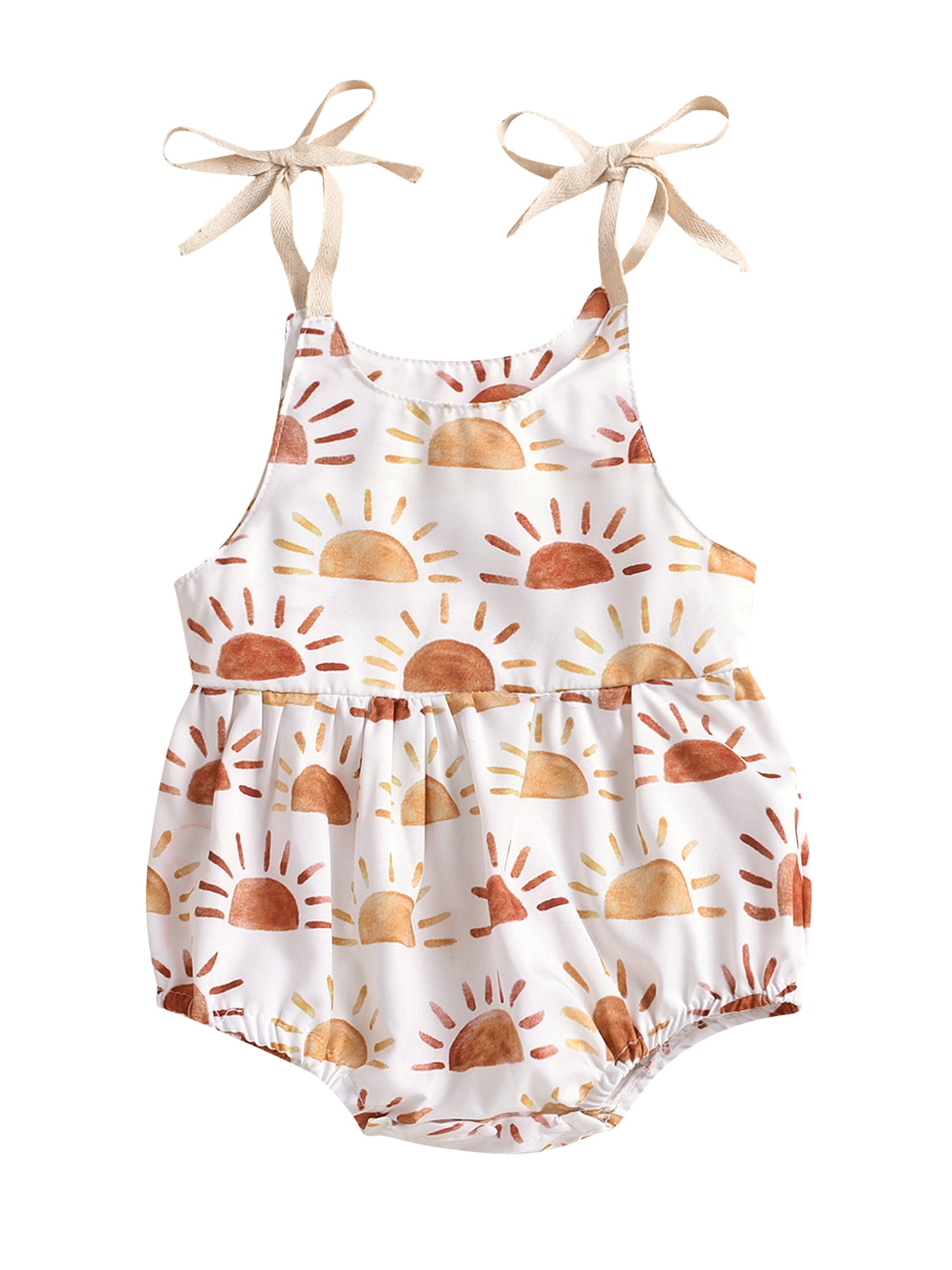 Fortune Infant Girl Floral Romper Baby Spaghetti Strap One Piece Sunflower Short Jumpsuits