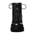 thumbnail image 2 of Unique Bargains Women's Platform Chunky Heels Combat Boots, 2 of 8