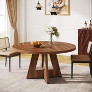 Tribesigns Farmhouse Dining Table, 47 Inch Round Dinner Table for 4