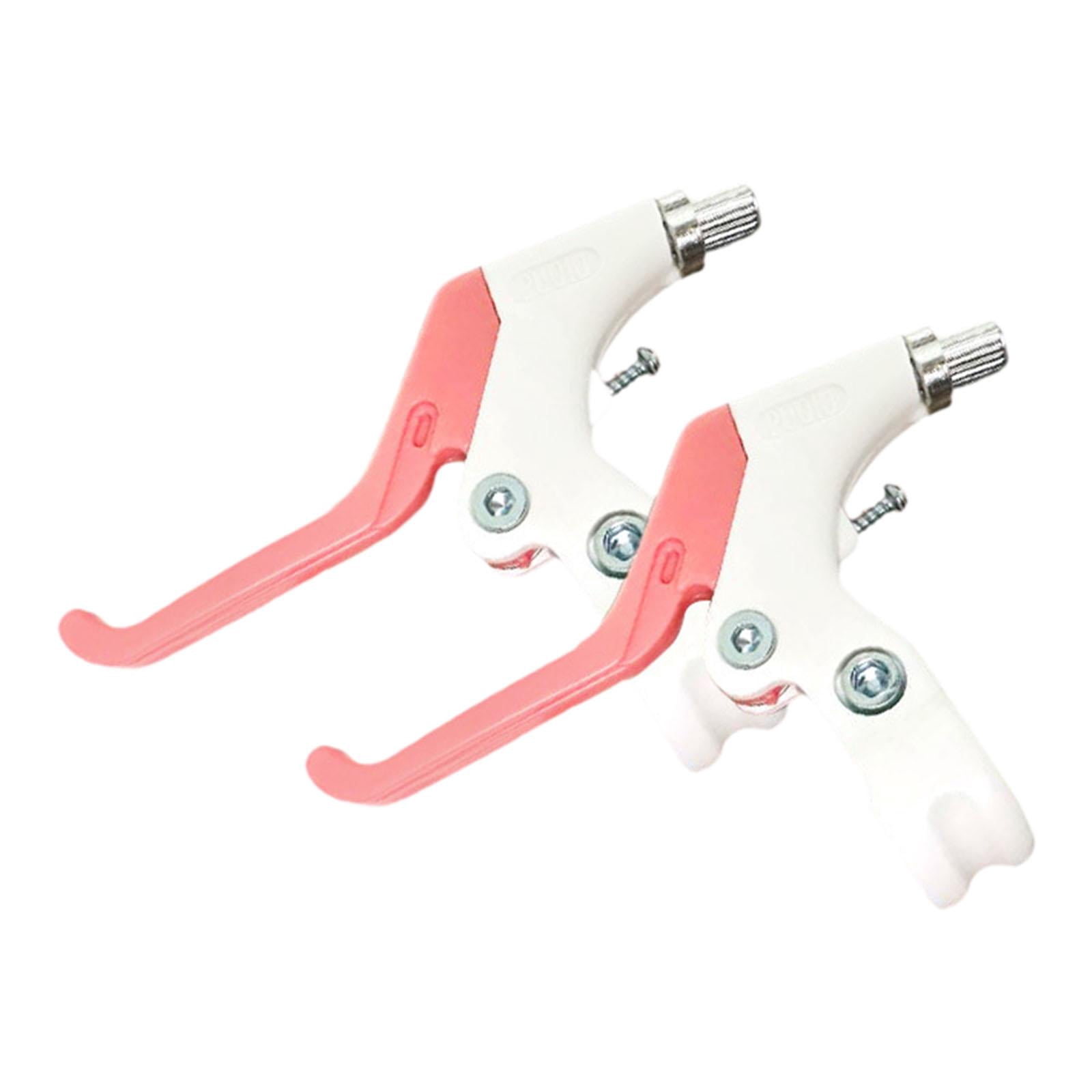 Siruishop 2 Pieces Bike Brake Lever Three Finger Compatibility Replacement Accessories White and Pink