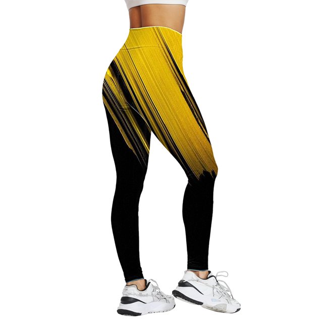 B91xZ Legging Taille Haute pour Femmes Entraînement Course Legging, Jaune TG