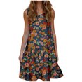 thumbnail image 2 of Ovzne Robes pour Femmes Robe pour Femme Mode pour Femmes Vacances Été Couleur Unie Sans Manches Fête Plage Robe Grande Taille Robe Maxi Imprimée Liquidation, 2 of 6