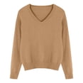 thumbnail image 4 of BLVB Chandails Chauds pour Femmes Col en V Classique Doux Chandail Confortable Ample Décontracté Manches Longues Automne Hiver, 4 of 5