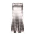 thumbnail image 3 of yoeyez Robes d'Été pour Femmes 2025 Grande Taille Décontractées à Rayures Débardeur Mini Robe d'Été Col Rond Coupe Ample Sans Manches Robe de Vacances Plage avec Poches Brun,TTG, 3 of 5