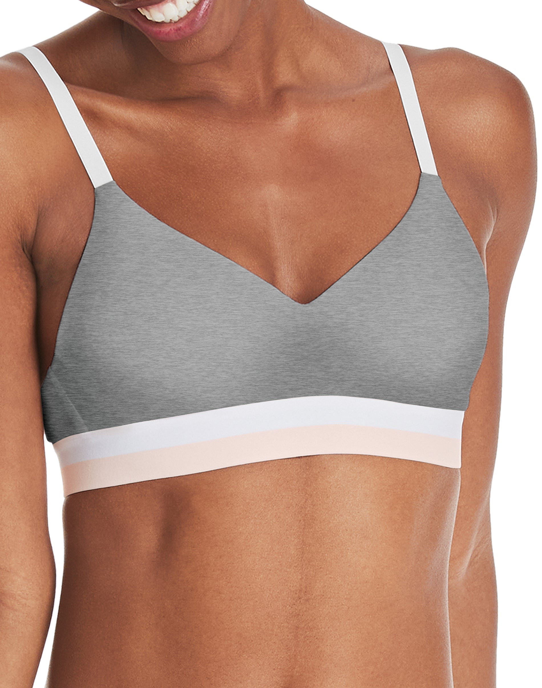Hanes Womens Natural Lift Wireless Bra, 3XL, Heather Grey