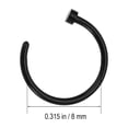 thumbnail image 3 of 2 pcs Unisex Surgical Titanium Steel Open Nose Ring Nose Piercing Stud 8mm (Black), 3 of 8
