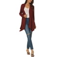 thumbnail image 2 of INSPIRE CHIC Cardigan Léger Décontracté à Manches Longues pour Femme, Ouvert Drapé, Printemps Automne, m Rouge Vin, 2 of 6