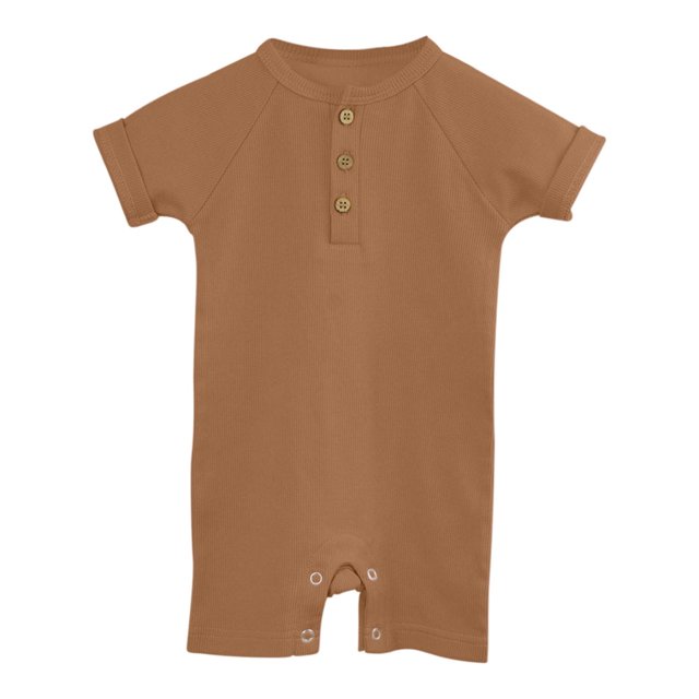 Timegard Baby Clothes Newborn Infant Ribbed Short Sleeve Rompers Onesie Summer Comfy Toddler Clothing