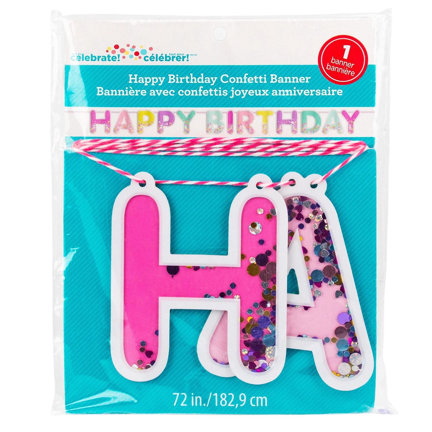 Bannière Joyeux anniversaire ornée de confettis, Way to Celebrate
