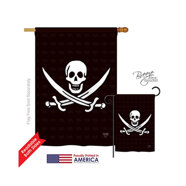 Breeze Decor 07031 Pirate Calico Jack Rackham 2-Sided Vertical Impression House Flag - 28 x 40 in.