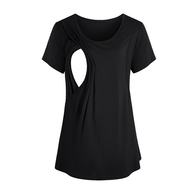SMihono Hauts pour Femmes Été Chic Décontracté Mode Uni Manches Courtes Allaitement Femme Enceinte Blouse de Maternité T-Shirt Oversize pour Femmes