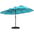 thumbnail image 2 of Costway 15 Ft Patio Double-Sided Solar LED Market Umbrella Crank 36 Lights Base Turquoise, 2 of 10