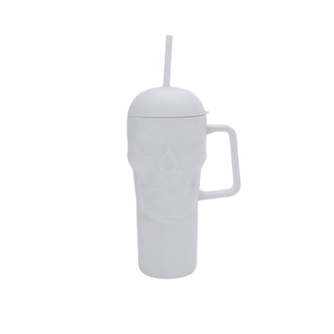 Way To Celebrate 31.6 oz White Matte Acrylic Skull Tumbler