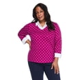 thumbnail image 1 of Karen Scott Women's Plus Collared V-Neck Printed Top, 1 of 6