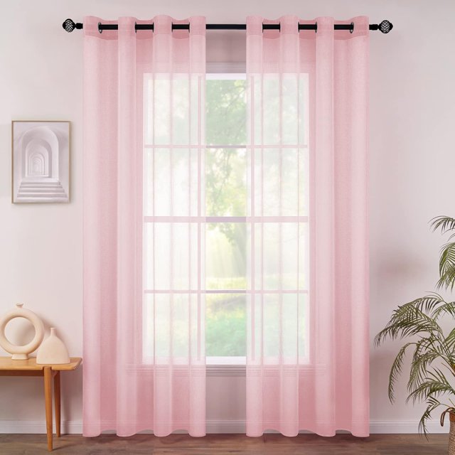 Panneaux en Terre Cuite Semi-Transparents pour Fenêtre, Rideaux Bohèmes à Oeillets, Voilages/traitements en Lin Texturé pour Chambre et Salon, Rouille Rétro Automne, Décor Moderne (X es)