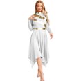 thumbnail image 1 of Hansber Robe de Louange Métallique pour Femmes à Manches Longues, Ourlet Irrégulier, Tunique, Costume de Performance, Blanc, m, 1 of 4