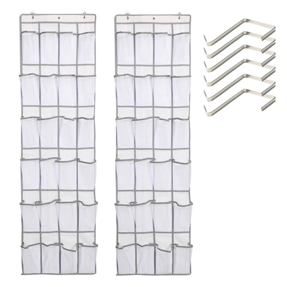 2Pcs 24 Large Mesh Pockets Storage Bag Behind the Door Shoe Organizer Over the Door Shoe Rack Shoe Shelf White , perfect for daily commuting, work, school, travel, shopping & outdoor activities