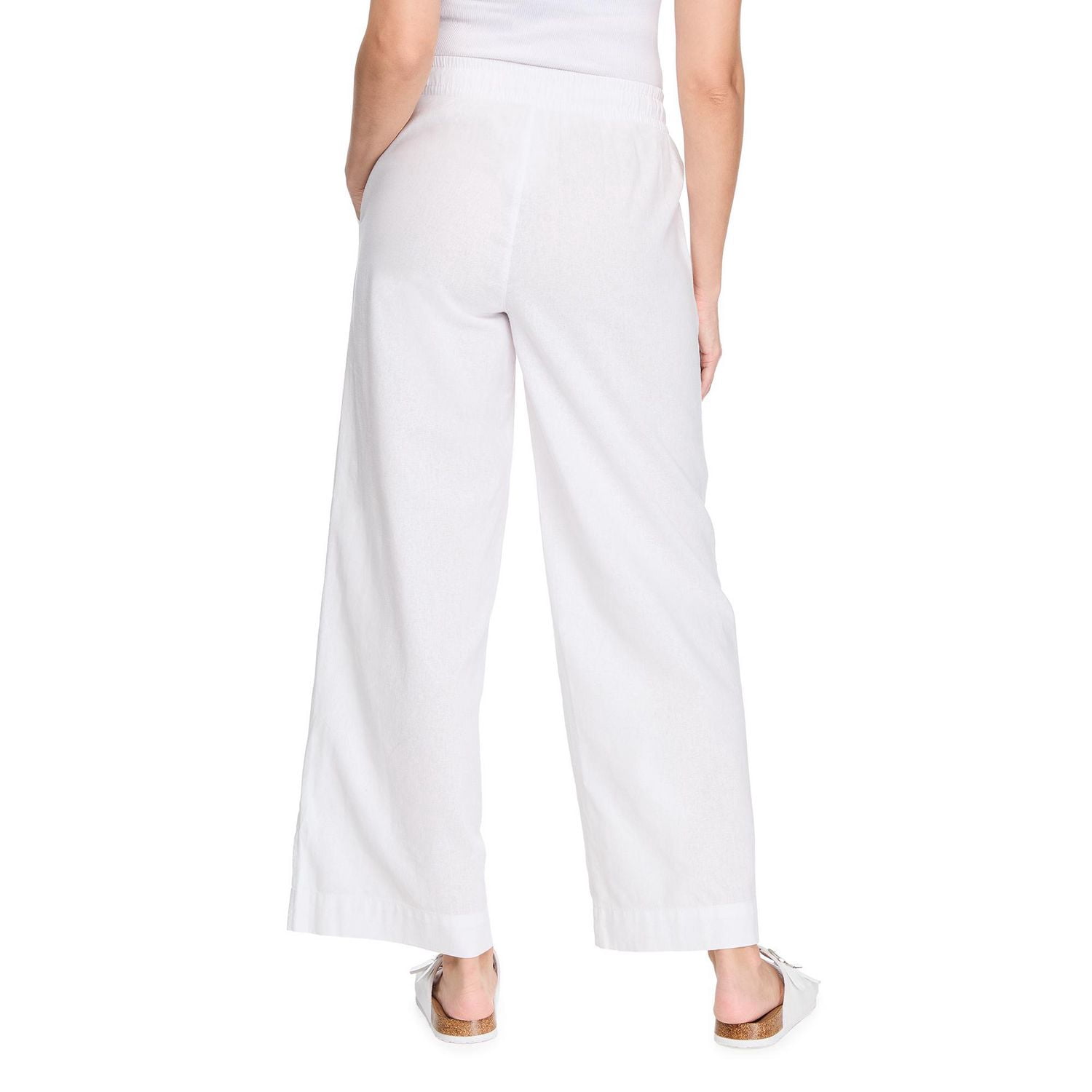 Pantalon à jambe large en mélange de lin George pour femmes