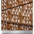 thumbnail image 2 of Soimoi Brown Modal Satin Fabric Text & Owl Bird Fabric Prints By Yard 42 Inch Wide, 2 of 3
