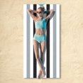 thumbnail image 2 of Popular Home Essentials, Cotton Oversized Beach Towel Large 70 X 35 Inch Pool Towel Rose Red Striped Swimming Cabana Towel Water Absorbent Quick Drying Towel Swimming Towel, 2 of 9
