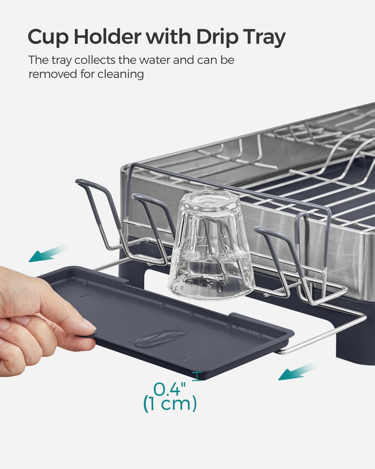 Songmics Home - Small Stainless Steel Dish Drying Rack Drain, Utensil Holder, Silver and Black